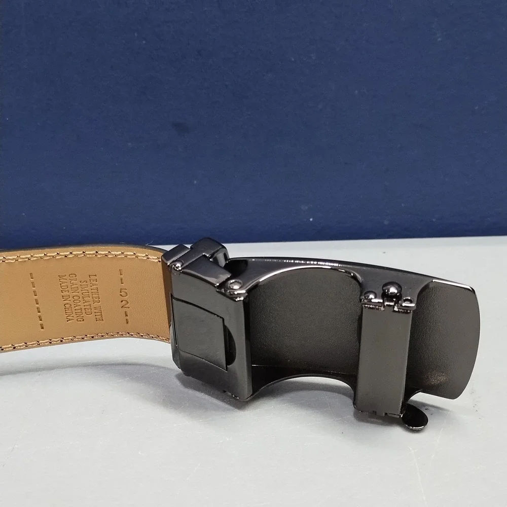 Bulliant Ratchet Belt Mens Size 52 Black Leather Click Slide Adjustable Buckle